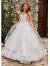 Beaded Tulle 3D Flowers Luxury Flower Girl Dress